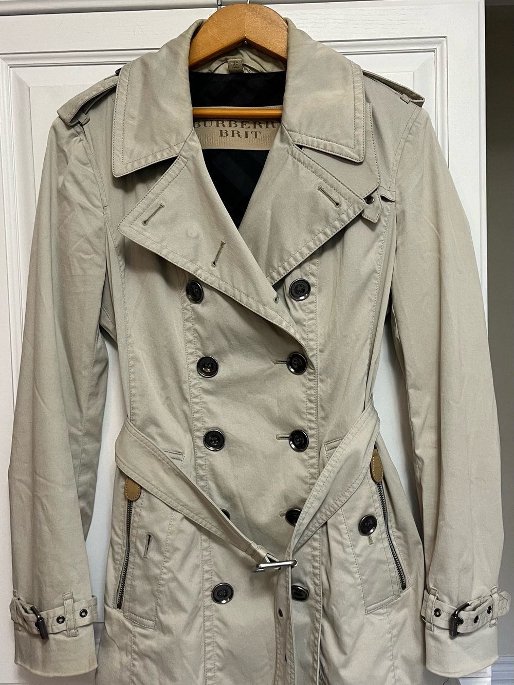 Burberry Brit Light Beige Double-Breasted Trench Coat